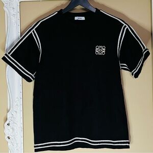 Loewe Black Tee with White Stitching